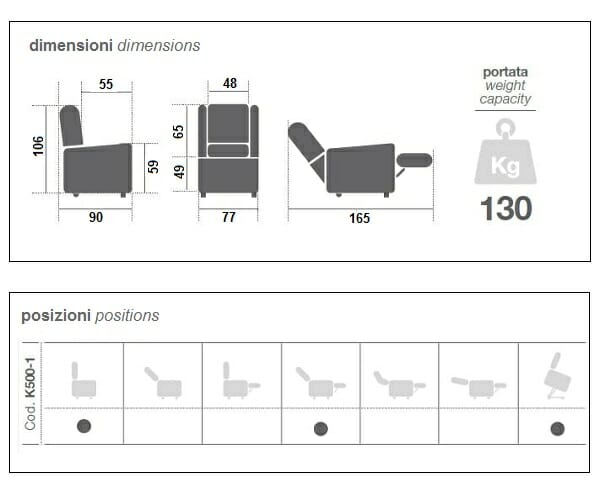 Poltrona Relax 2 motori K500-2 KSP