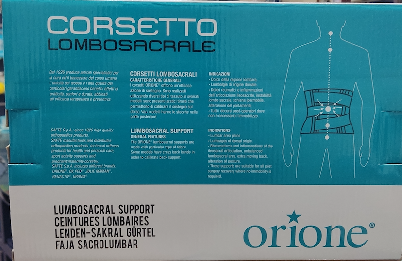 Corsetto lombosacrale coadiuvato da 4 stecche posteriori Nero