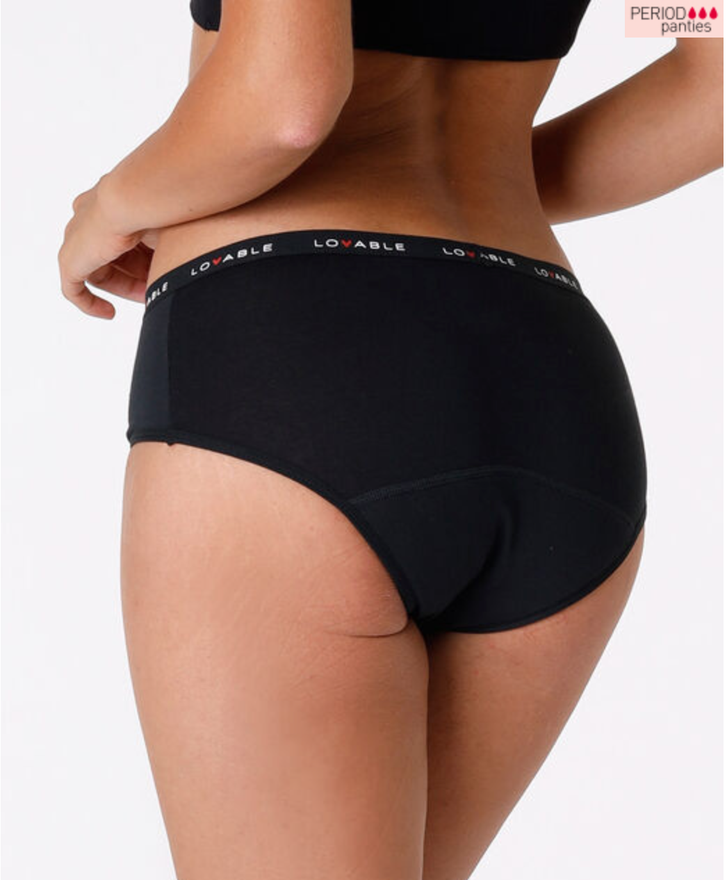 Culotte da ciclo lavabile flusso abbondante in cotone biologico certificato, nero