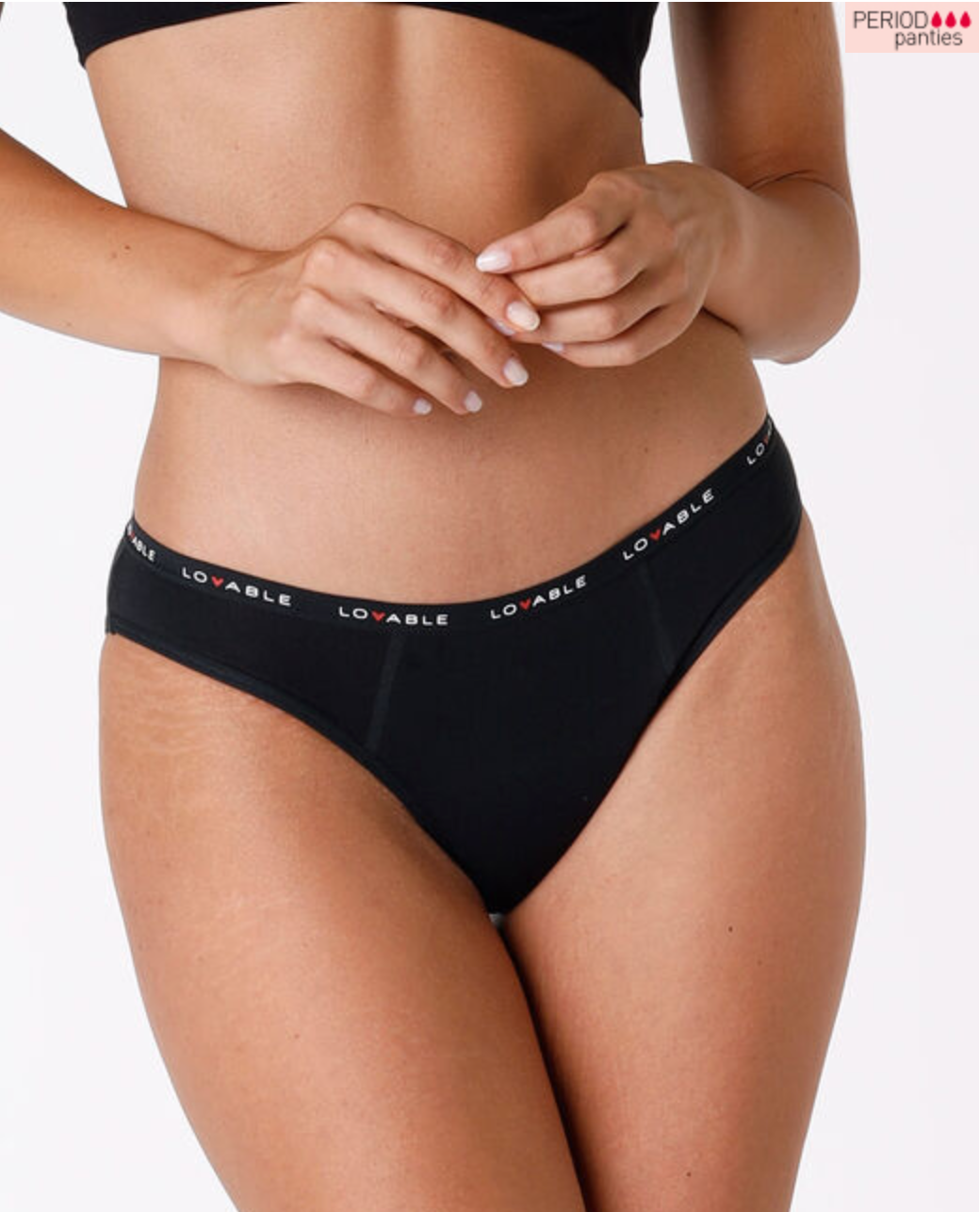 Slip da ciclo lavabile flusso abbondante in cotone biologico certificato, nero