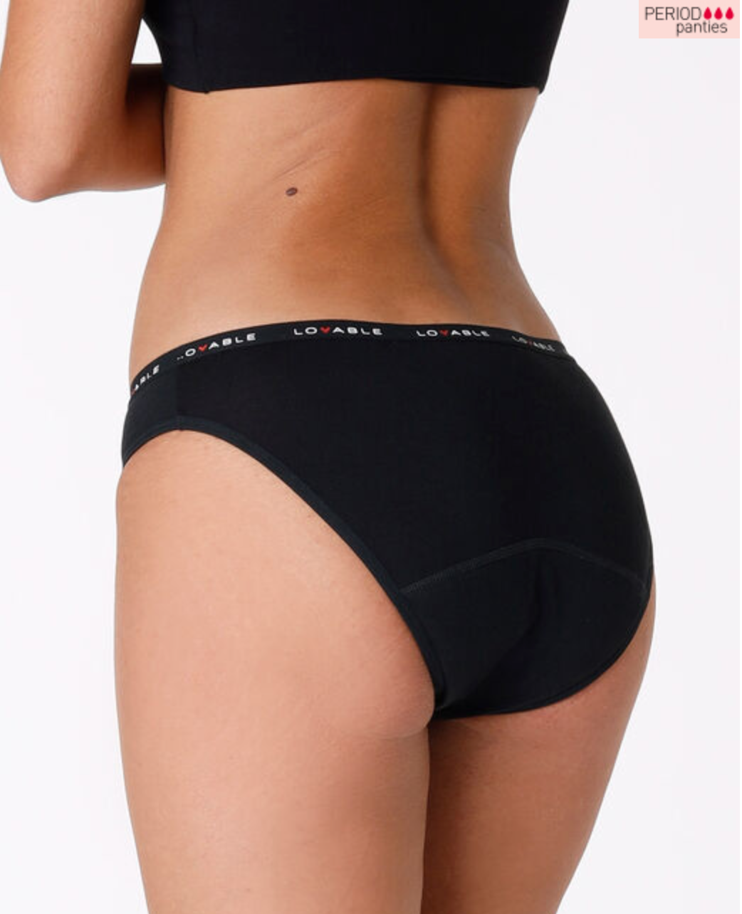 Slip da ciclo lavabile flusso abbondante in cotone biologico certificato, nero