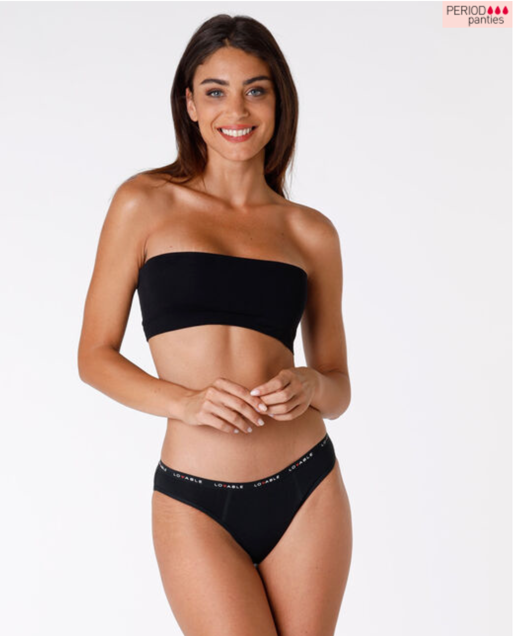 Slip da ciclo lavabile flusso abbondante in cotone biologico certificato, nero