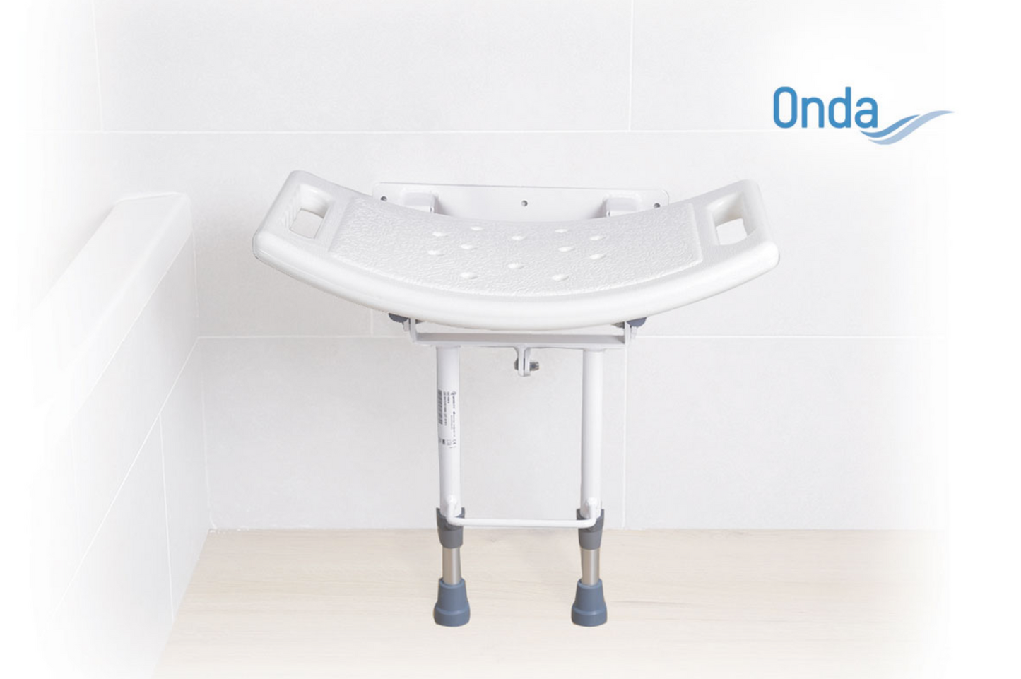 Sedile per doccia da parete con piedi di appoggio al pavimento – Serie Onda